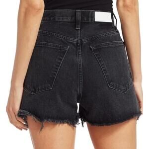 Re/Done Black Denim Shorts Size 29 Onyx Raw Hem
